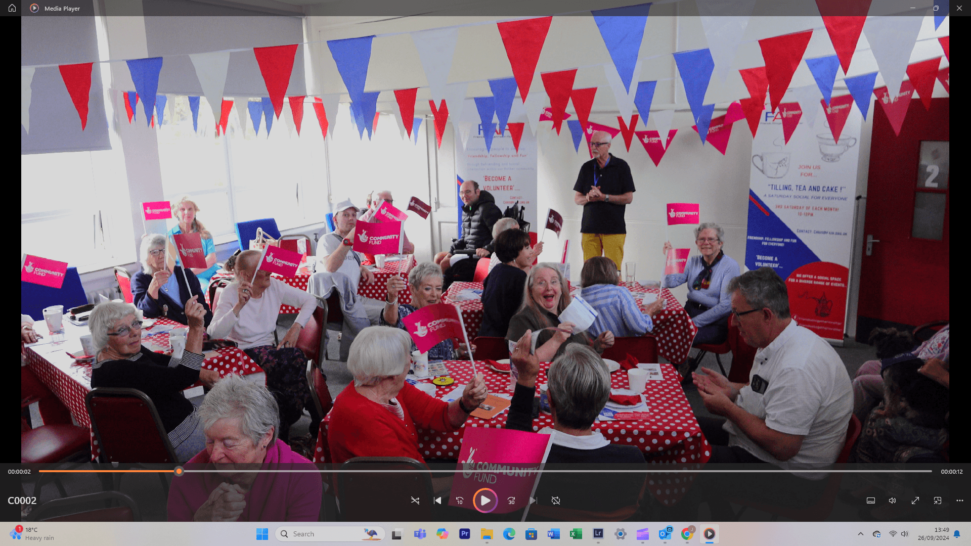 Excitement from the audience on the news of our lottery grant.